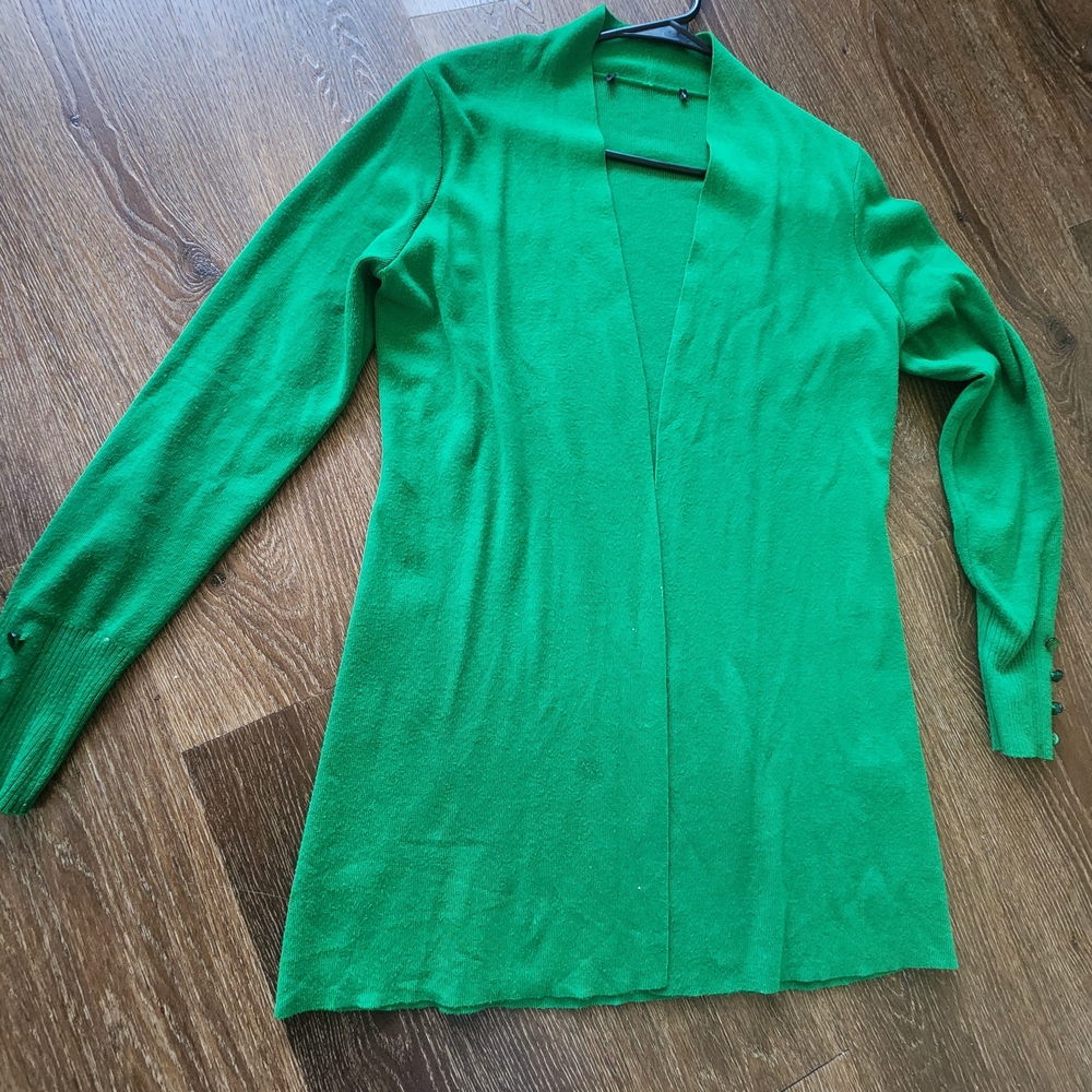 Green Open-Front Women's Cardigan Sweater